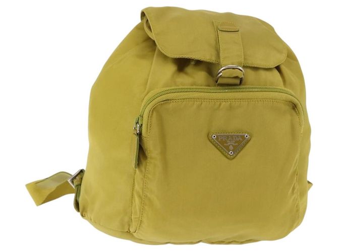 PRADA Backpack Nylon Green Silver Auth BA5656 Silvery