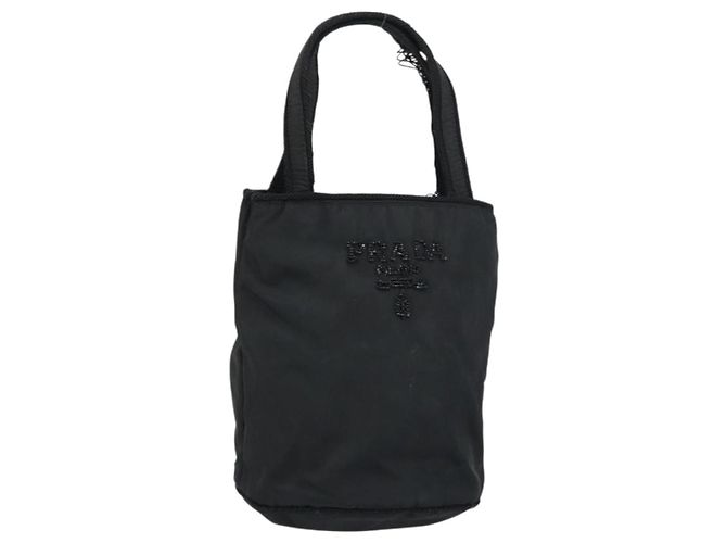 Borsa a mano PRADA in nylon nero Auth BA8979