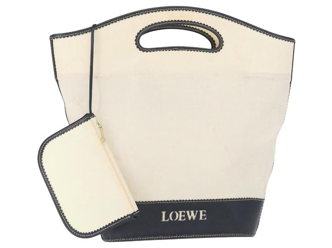 Borsa a mano LOEWE in tela bianca e oro Auth 151572 Bianco D'oro