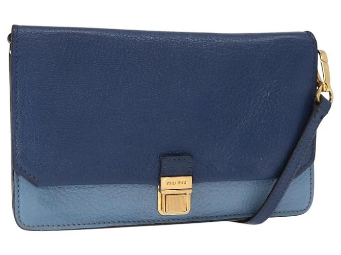 Borsa a Spalla Miu Miu in Pelle Blu Oro Auth 152690 D'oro