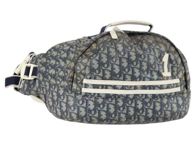 Christian Dior Trotter Canvas Backpack PVC Blue Silver Auth bs31270 Silvery