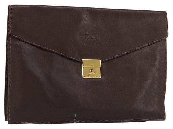 Céline Sac à main CELINE en cuir marron doré Auth 154509