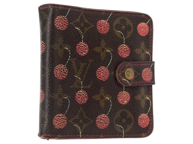 LOUIS VUITTON Monogram Cherry Compact Zip Bifold Wallet M95005 LV Auth 154887