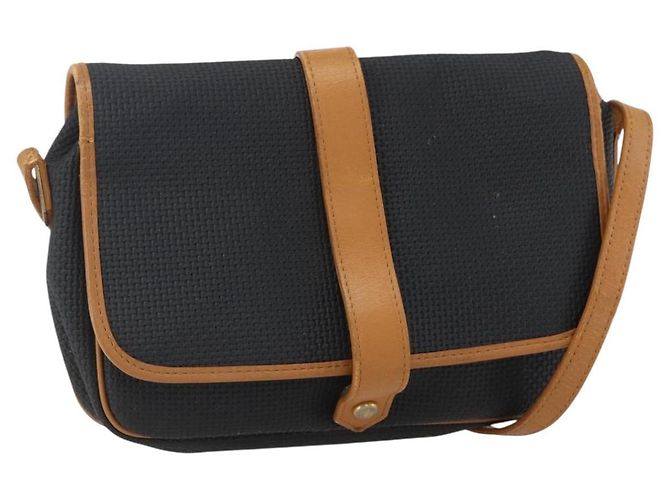 Saint Laurent Bolsa de Ombro em Lona Preta e Dourada Auth 151604 Preto Dourado