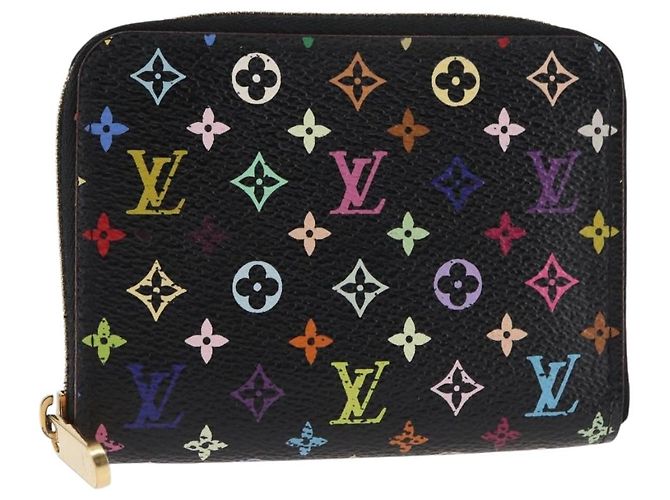 LOUIS VUITTON Monogram Multicolor Zippy Coin Purse Black M93740 LV Auth fm4871