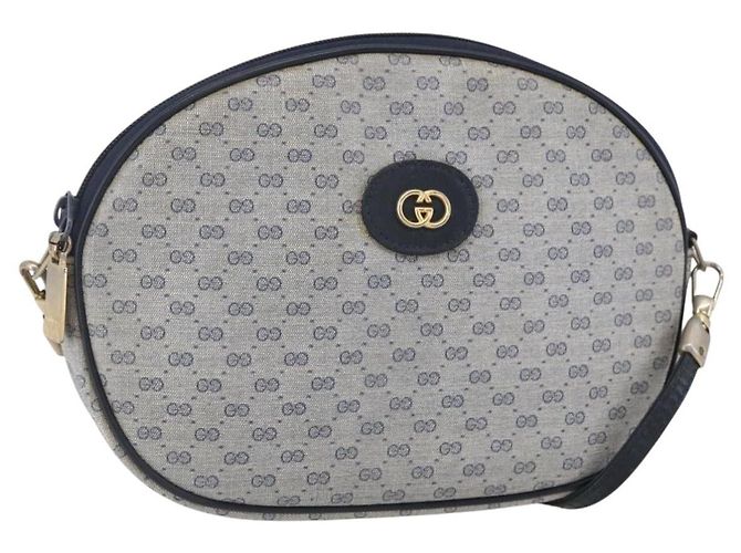 Gucci Borsa a Spalla Micro GG Supreme PVC Navy Gold Auth BA7782 D'oro Blu navy