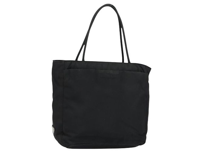 PRADA Sac à main en nylon noir argent Auth ka076 Argenté