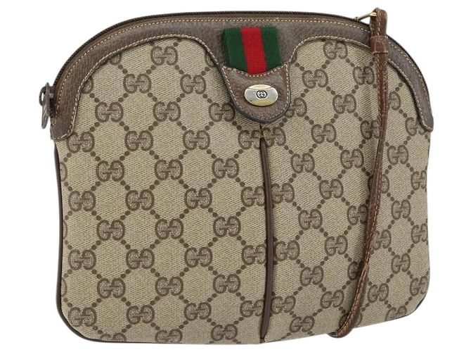 Bolsa Sherry Line GG Supreme Web da GUCCI em PVC bege e dourado 904 02 047 Auth 149187