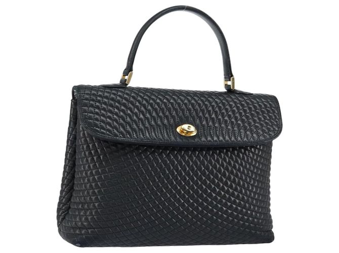 BALLY Borsa a Mano in Pelle Nera e Oro Auth BA7301 Nero D'oro