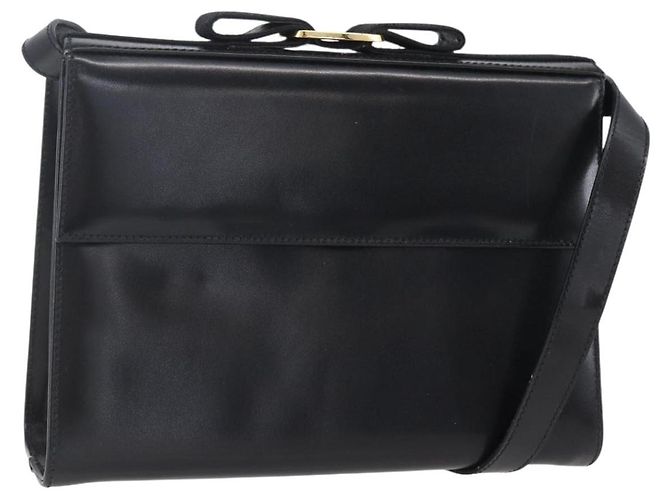 Borsa a Spalla Vala in Pelle Nera e Oro Salvatore Ferragamo Auth BA7670 Nero D'oro