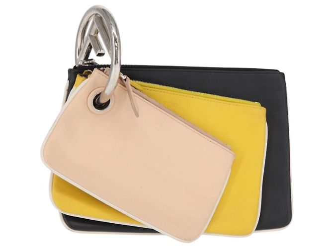 FENDI Pochette Triplet in Pelle Multicolore Argento Auth bs31387