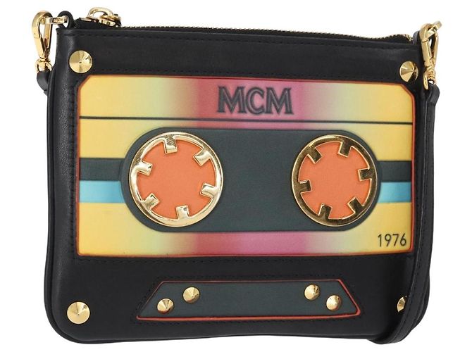 Borsa a Spalla MCM in Pelle Nera Oro Auth 157161V Nero D'oro
