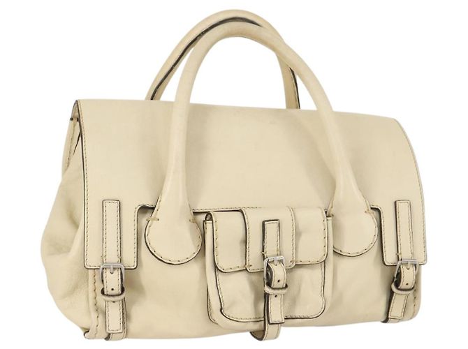 Chloé Borsa Boston in pelle beige e argento Chloe Edith Auth bs30503