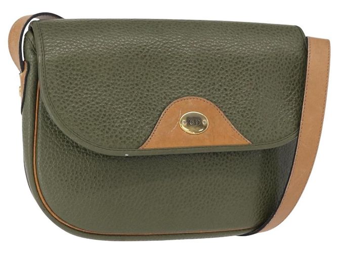 Borsa a Spalla Christian Dior in Pelle Verde Oro Auth bs30968 D'oro