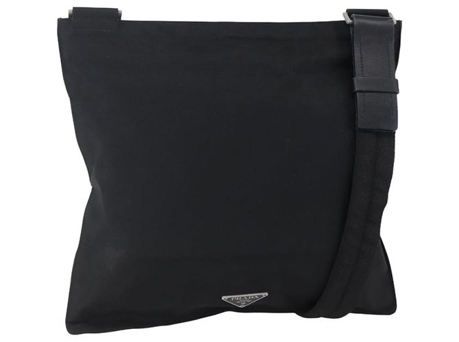 Borsa a Spalla PRADA Nylon Nero Argento Autentica 148790