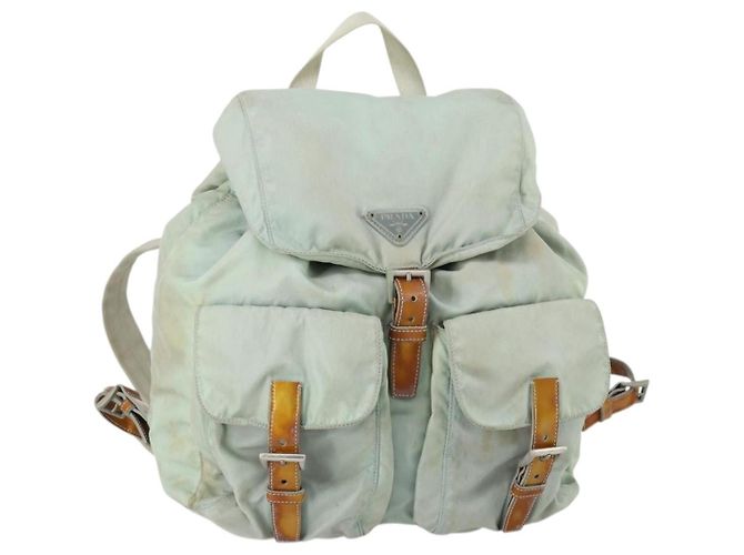 PRADA Backpack Nylon Light Blue Silver Auth 151340 Silvery
