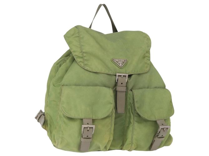 PRADA Rucksack aus Nylon in Grün Silber authentisch bs31165