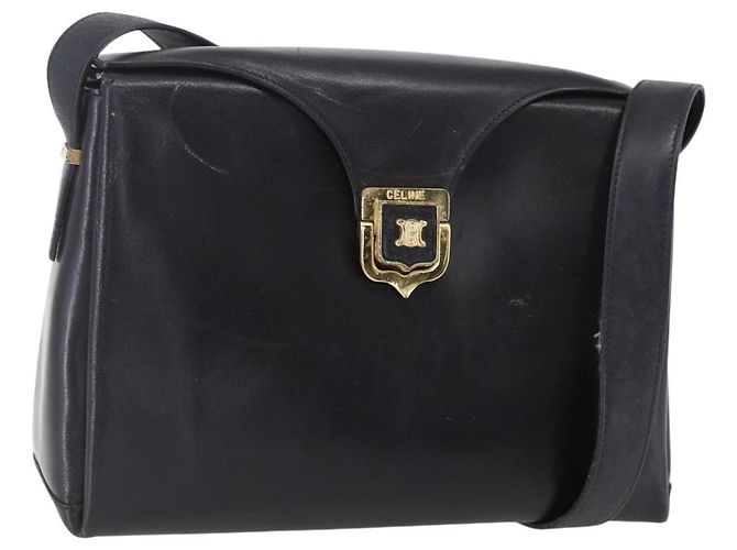 Céline Borsa a Spalla CELINE in Pelle Nera Oro Auth 153884 Nero D'oro