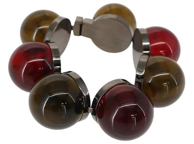 FENDI Armband mit farbigen Steinen Metall Rot Auth am9407V