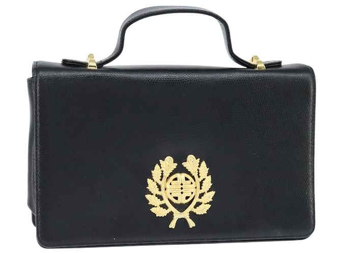 Bolsa de mão GIVENCHY em couro preto e dourado Auth bs30415