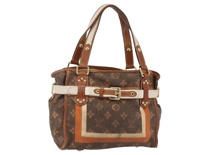 LOUIS VUITTON Bolsa de Mão Monogram Tise Rayure PM Marrom M56386 LV Auth 149085