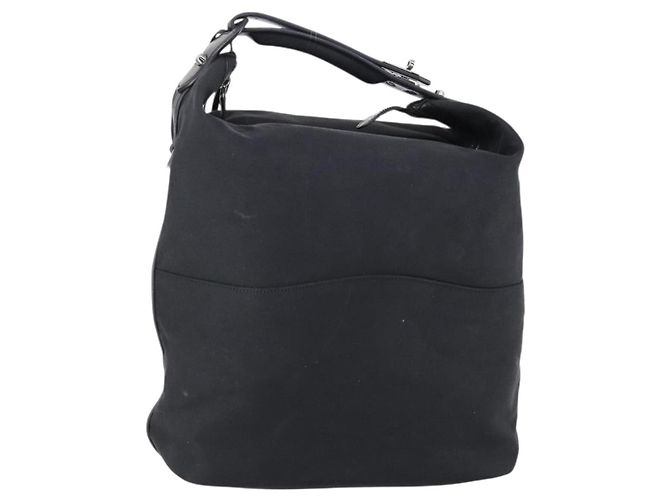GUCCI Shoulder Bag Canvas Black Auth ep11240