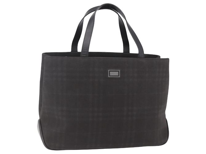 Bolsa de mão em PVC marrom e prata com estampa Nova Check da BURBERRY Auth 152155