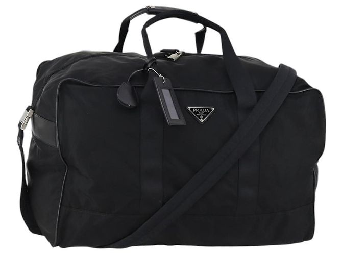 PRADA Boston Tasche Nylon 2way Schwarz Silber Auth 143770