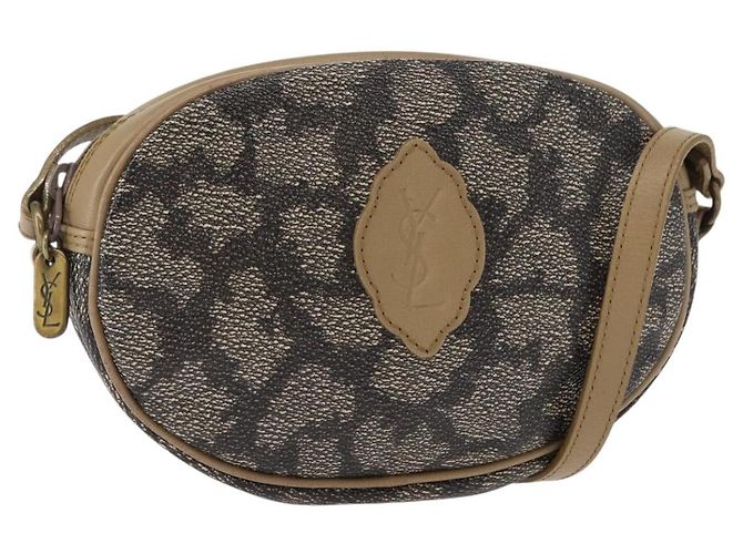 Saint Laurent Bolsa de Ombro em PVC Couro Bege Auth am9701
