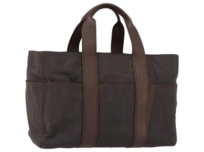 Hermès HERMES Akapu Luco MM Bolsa de Mão Nylon Marrom Escuro Auth ar13784 Castanho escuro