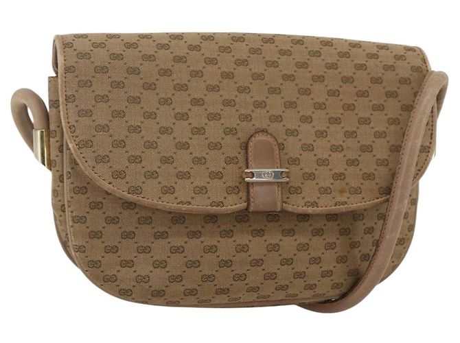 Borsa a Spalla Micro GG Supreme Gucci Beige Oro Auth 151460 D'oro