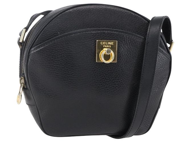 Céline Borsa a Spalla CELINE in Pelle Nera Oro Auth 152953 Nero D'oro