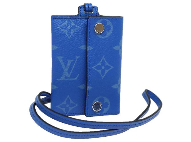 LOUIS VUITTON Monogram Pockets On Strap Card Case Blue M83154 LV Auth 77437SAM