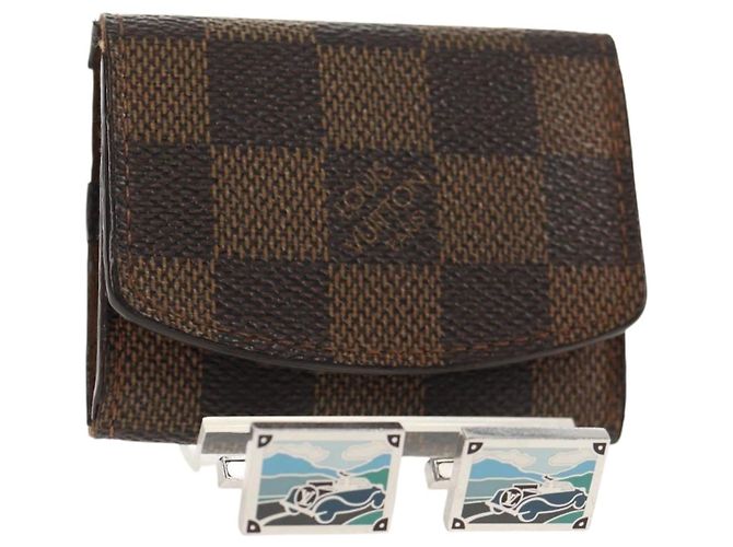 LOUIS VUITTON Gemelli Damier Classico Ag925 LV Auth 143055M Argento Damier ebene