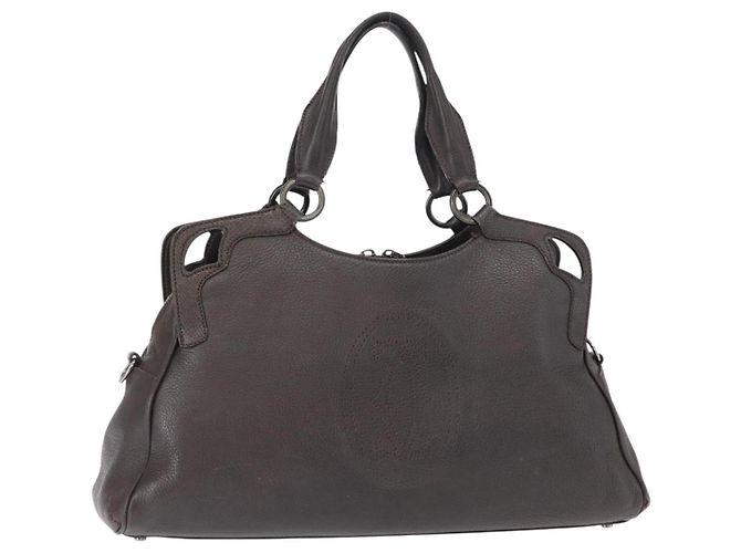 Cartier Sac à main en cuir noir Auth 151775