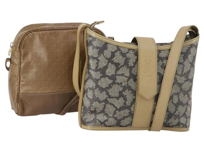 SAINT LAURENT Borsa a Spalla Loewe PVC 2 Set Marrone Nero Auth am9546