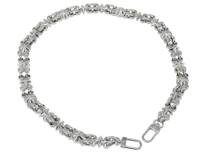 LOUIS VUITTON Chain Shoulder Strap metal 25.6"" Silver LV Auth 150641 Silvery