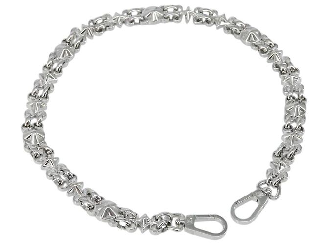 LOUIS VUITTON Chain Shoulder Strap metal 23.6"" Silver LV Auth 150637 Silvery