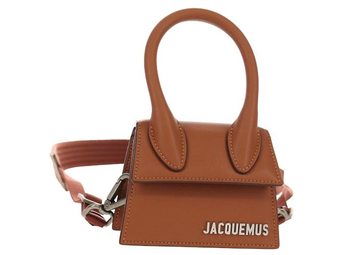 Bolsa de mão mini JACQUEMUS em couro 2 em 1 marrom dourado Auth 128501M