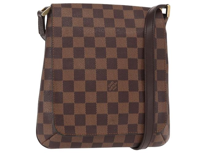 LOUIS VUITTON Bolsa de Ombro Curta Musette Salsa Damier Ebene N51260 Auth BA8574