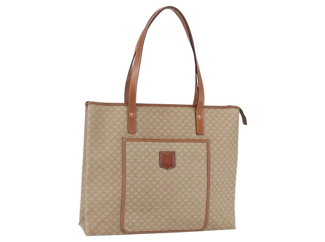 Céline CELINE Macadam Canvas Tote Bag PVC Beige Auth 157142