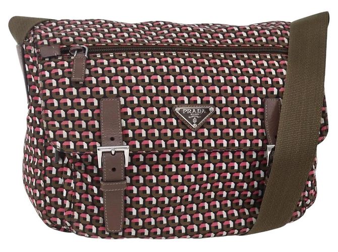 PRADA Shoulder Bag Nylon Pink Silver Auth ep11911 Silvery