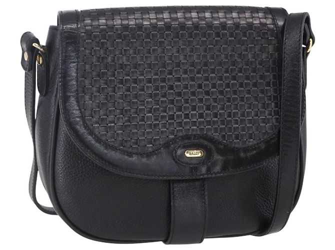 BALLY Borsa a Spalla in Pelle Nera e Oro Auth 153489 Nero D'oro