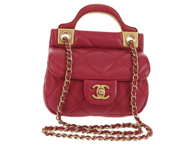 CHANEL Bolsa de Ombro Matelassé em Couro de Cordeiro Rosa Ouro CC Auth 144828SAM