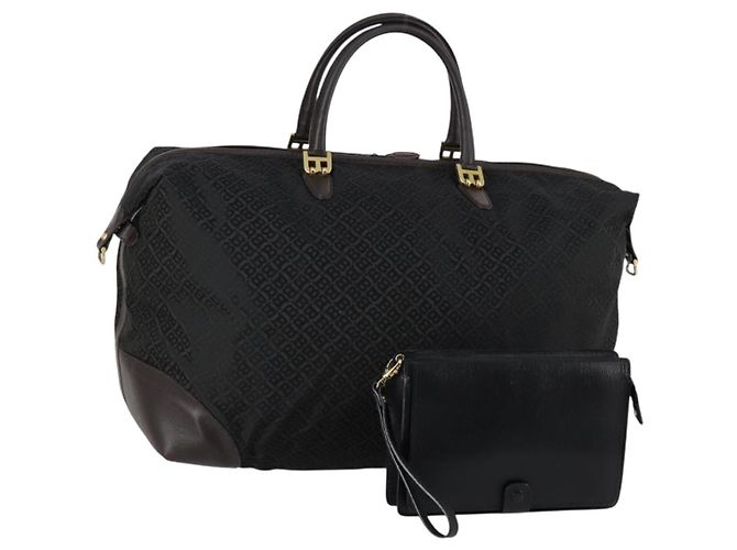 BALLY Borsa Boston Pelle Nylon 2 Set Nera Auth bs30850 Nero