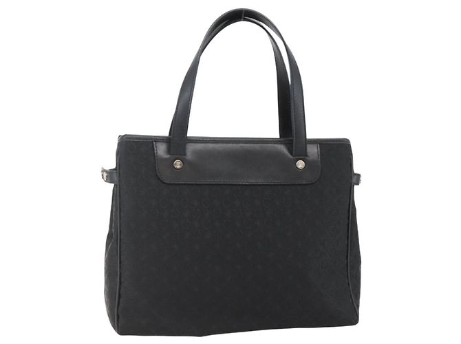 Céline CELINE C Macadam Canvas Handtasche Schwarz Silber Auth gh998