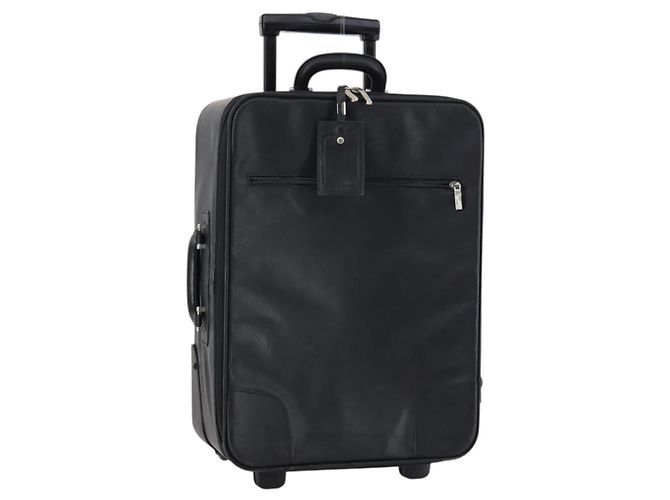Valigia LOEWE Nylon Nero Argento Auth bs29570