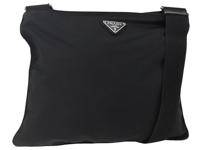Borsa a Spalla PRADA Nylon Nero Argento Autentica 144491