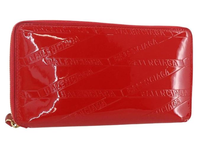 Cartera Larga BALENCIAGA Rojo Esmalte 553884 Auth bs31472 Roja