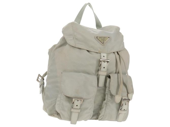 Sac à dos PRADA en nylon gris Auth sw1586 Marron